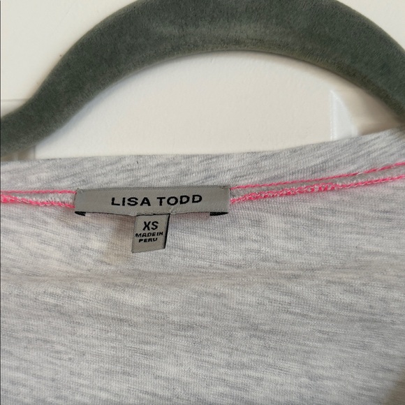 Lisa Todd Heather Gray Top with Neon Pink Trim - Picture 2 of 7